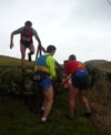 Team tactics in action ! Steven hangs onto the control to distract Des, while Adrian prepares to put the boot in. He must have missed as Shetteston went on to win!