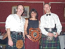 Willie Gibson, Kate Friend and Willie Mykura with the Handicap Trophy