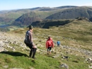 Superb views on descent of Dove Crags - leg 1 of Hodgson - Adam leading Angela and Andy