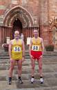 Willie and Willie in front of St Magnaus Cathedreal