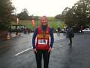 Margaret in the drizzle at the Beachy Head Maratnon