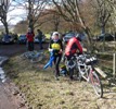 Cali and Bob prepare to jump onto the tandem having completed the first run