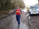 Hilary Spenceley finishes the first run up Lammerlaw in a great time