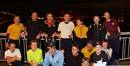 Group photo half-way over the Forth Road Bridge